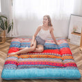 Bohemian Retro Floor Mattress Twin Size - Portable Foldable Futon
