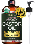 Castor Oil Organic Cold Pressed Hexane-Free 16 Oz - For Hair & Skin
