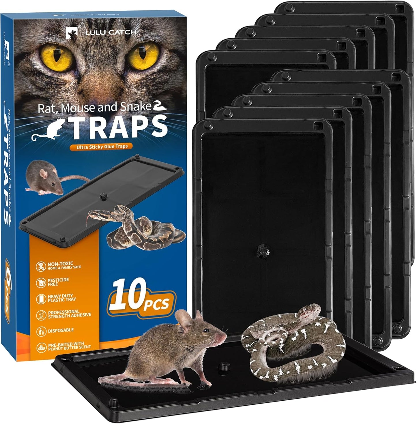LULUCATCH 10 Pack Glue Mouse Traps - Pet Safe Pest Control