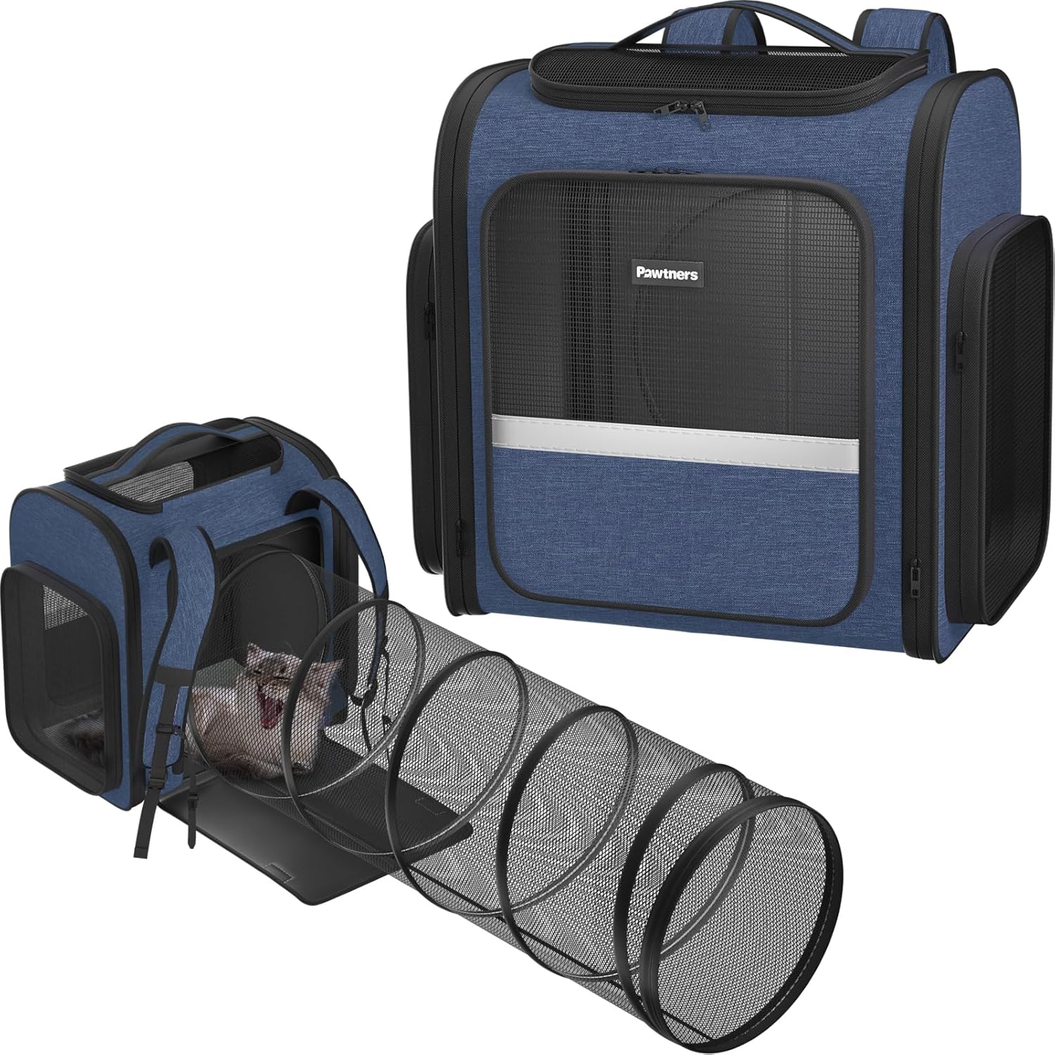 Pawtners Expandable Cat Carrier Backpack for Travel and Hiking