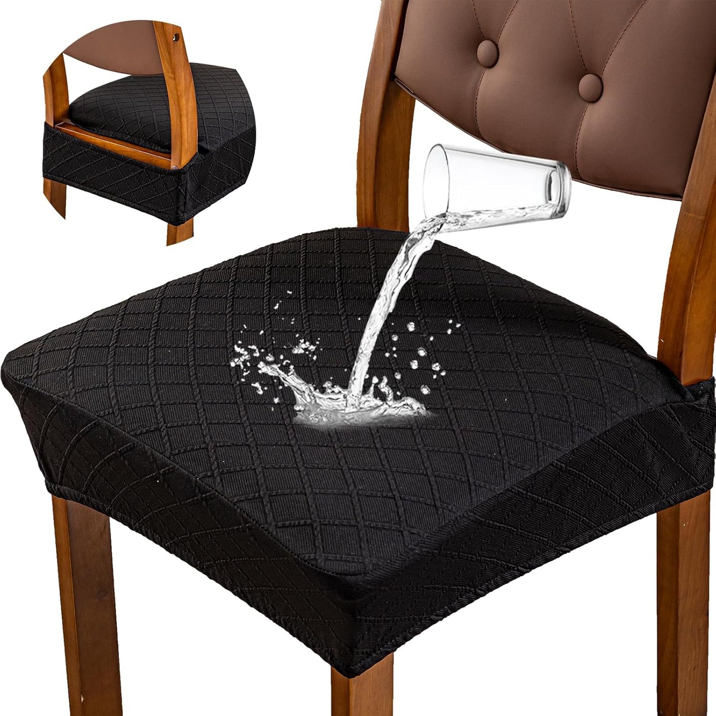 Genina Waterproof Seat Covers for Dining Room Chairs, 6 Pcs