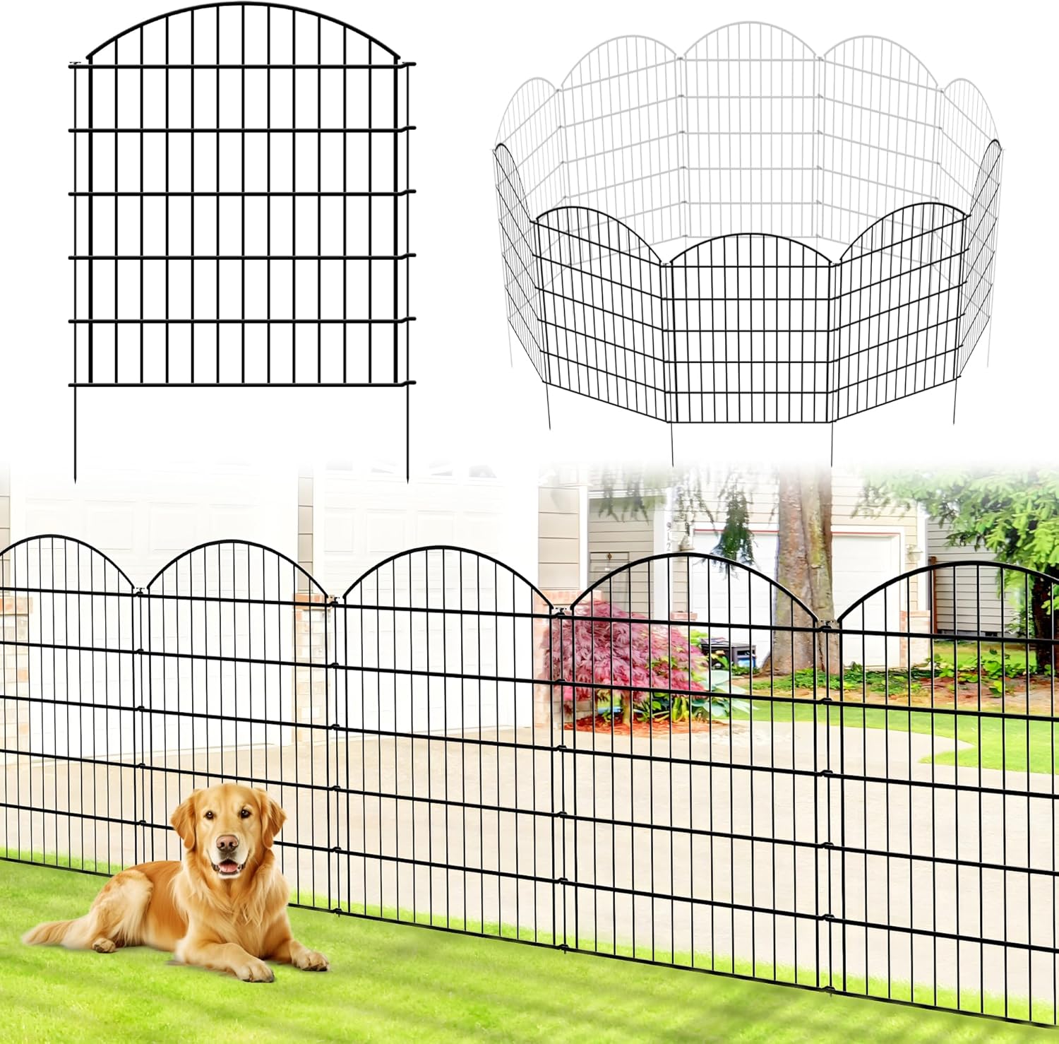 Metal Garden Fence 32 inch H x 28 inch W for Dog and Yard