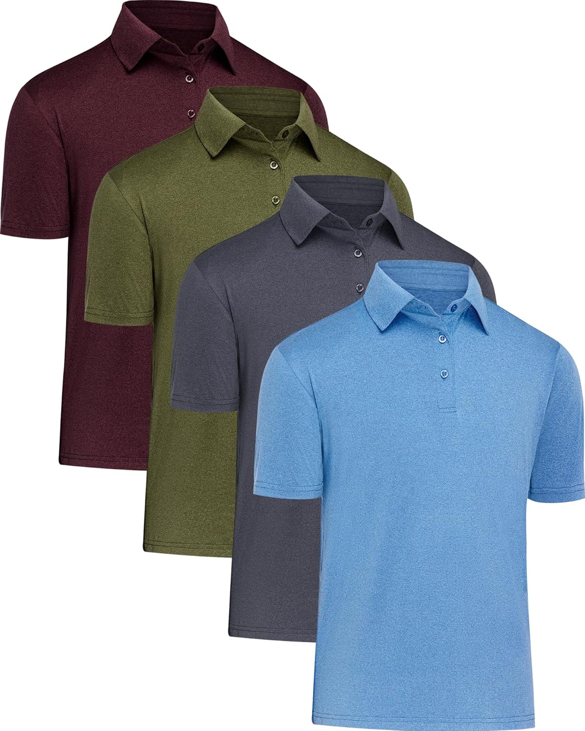 Mens Polo Shirts Short Sleeve Quick Dry Moisture Wicking T Shirts