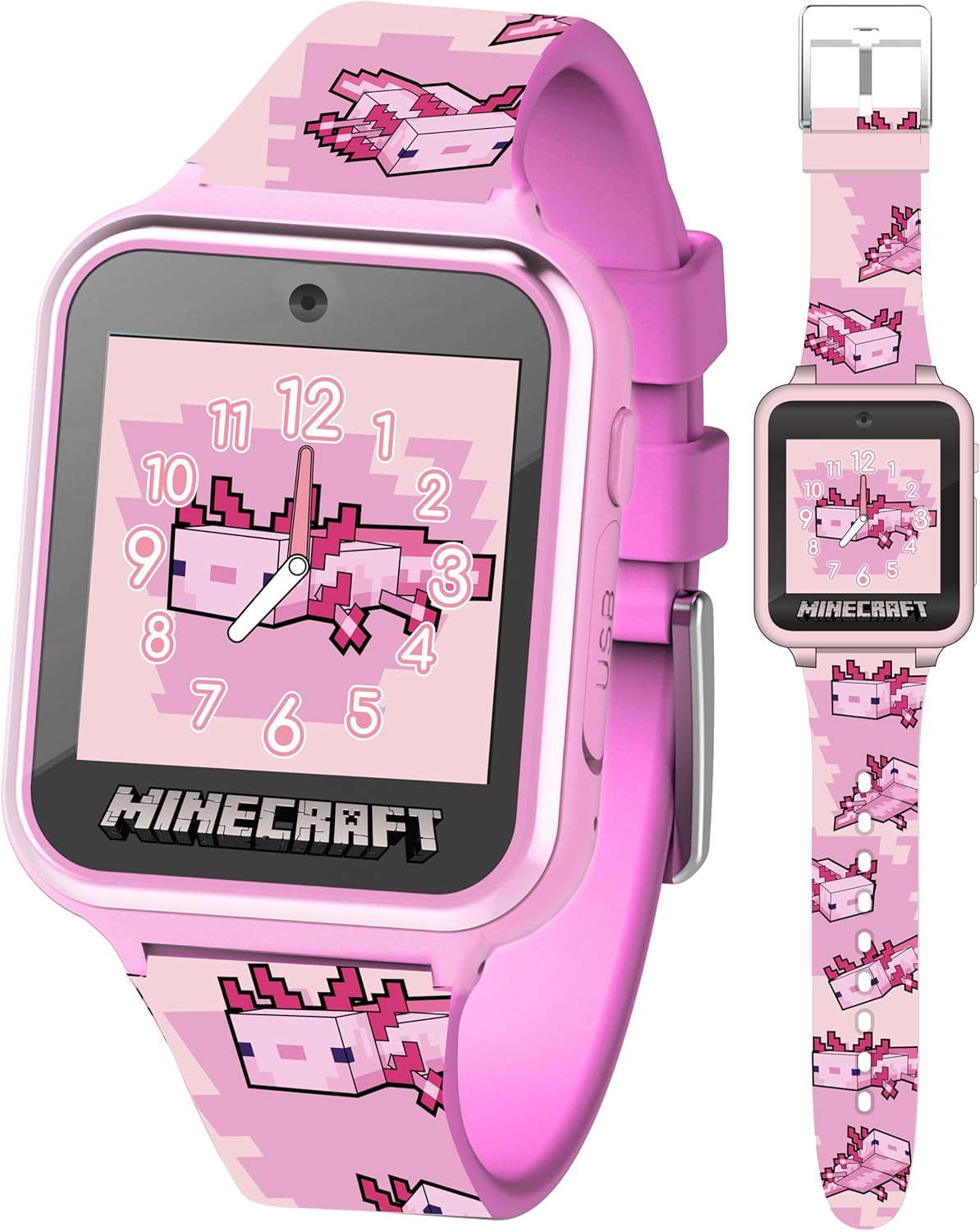 Pink Axolotl Kids Smartwatch | Games, Camera, Voice Recorder & More! | Fits 5.5-8.0 Wrists