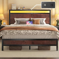 Queen Bed Frame with Headboard & Footboard - Built-In Charging & LED