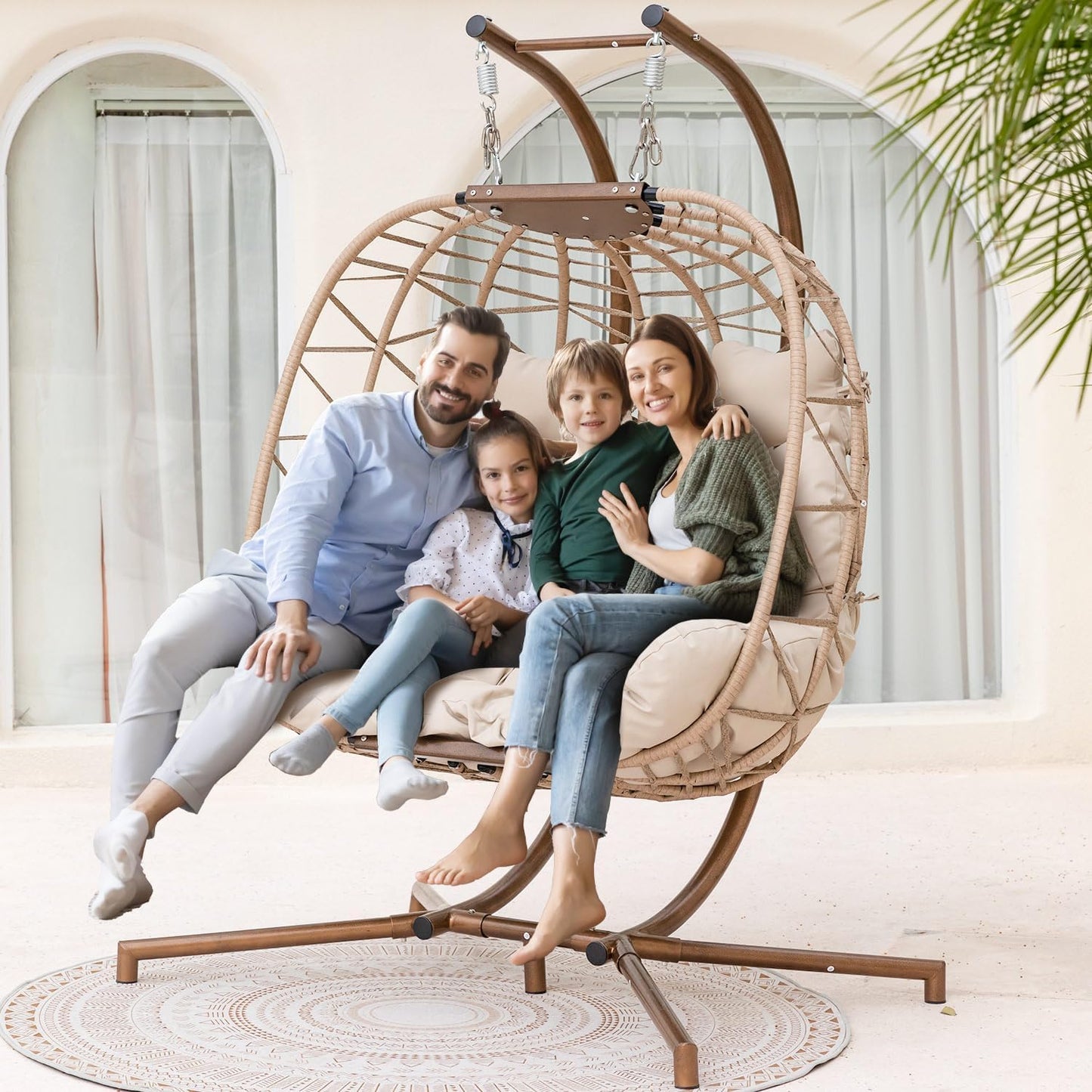 NICESOUL Double Swing Egg Chair for Two, Extra Large Wicker