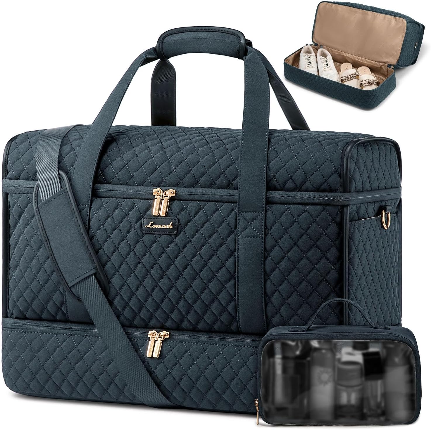 LOVEVOOK Large Travel Duffle Bag with Shoe Compartment for Women