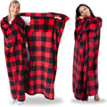 Wearable Blankets for Women - Oversized Red Check Blanket with Sleeves