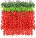 36Pcs Red Fake Wisteria Hanging Flowers for Stunning Decor
