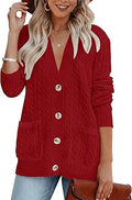 MEROKEETY Women's Long Sleeve Cable Knit Cardigan Sweater Coat