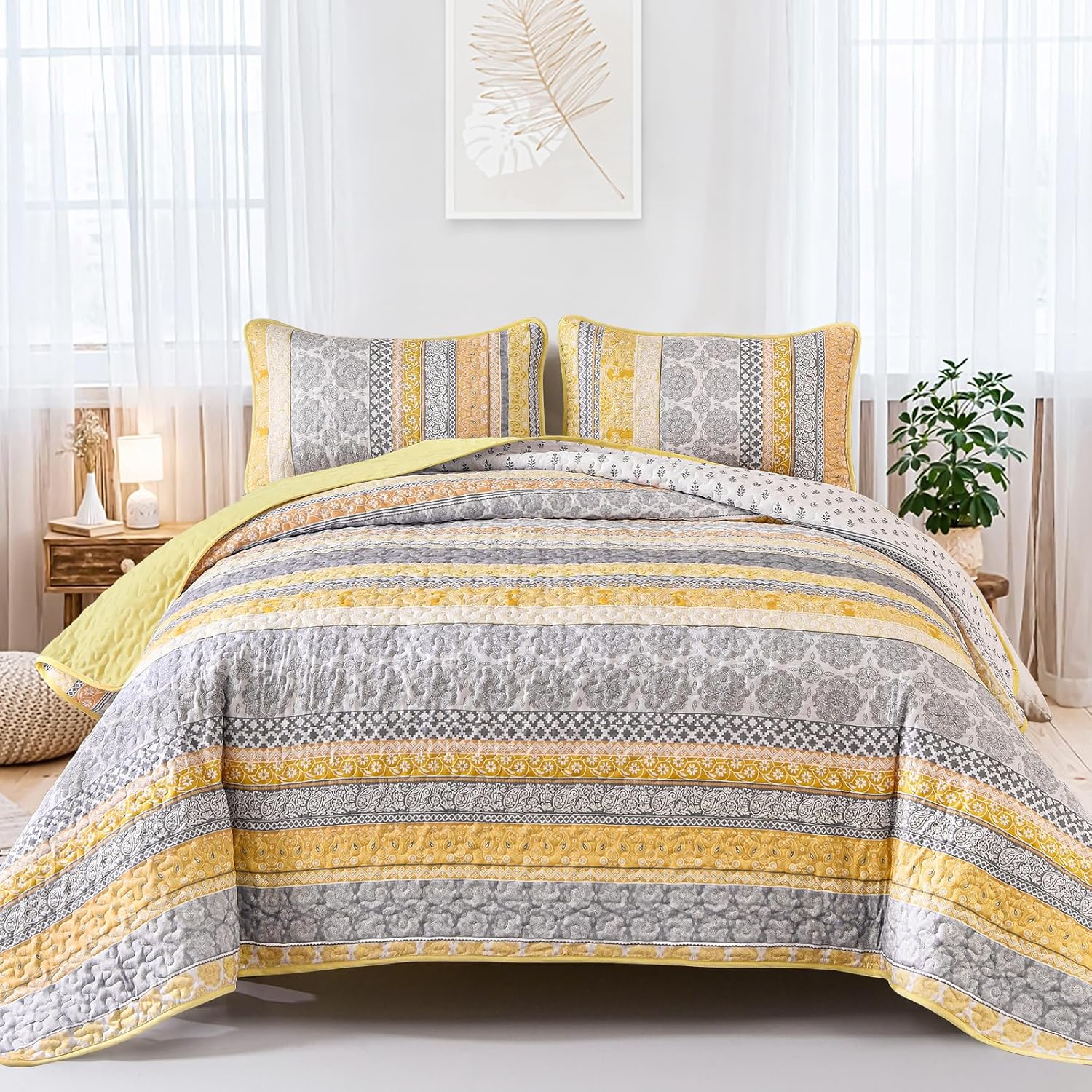 Boho Quilt Set Queen Size by WONGS BEDDING for All Seasons