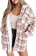 Plaid Sherpa Lined Shacket Jacket - Warm Oversized Hooded Coat