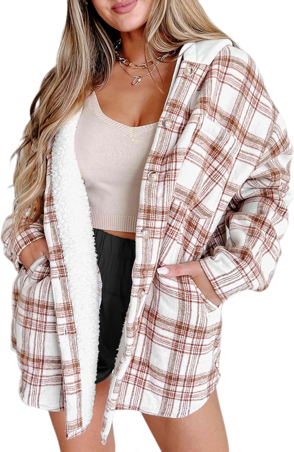 Merryfun Womens Plaid Shacket Jacket for Cozy Winter Style