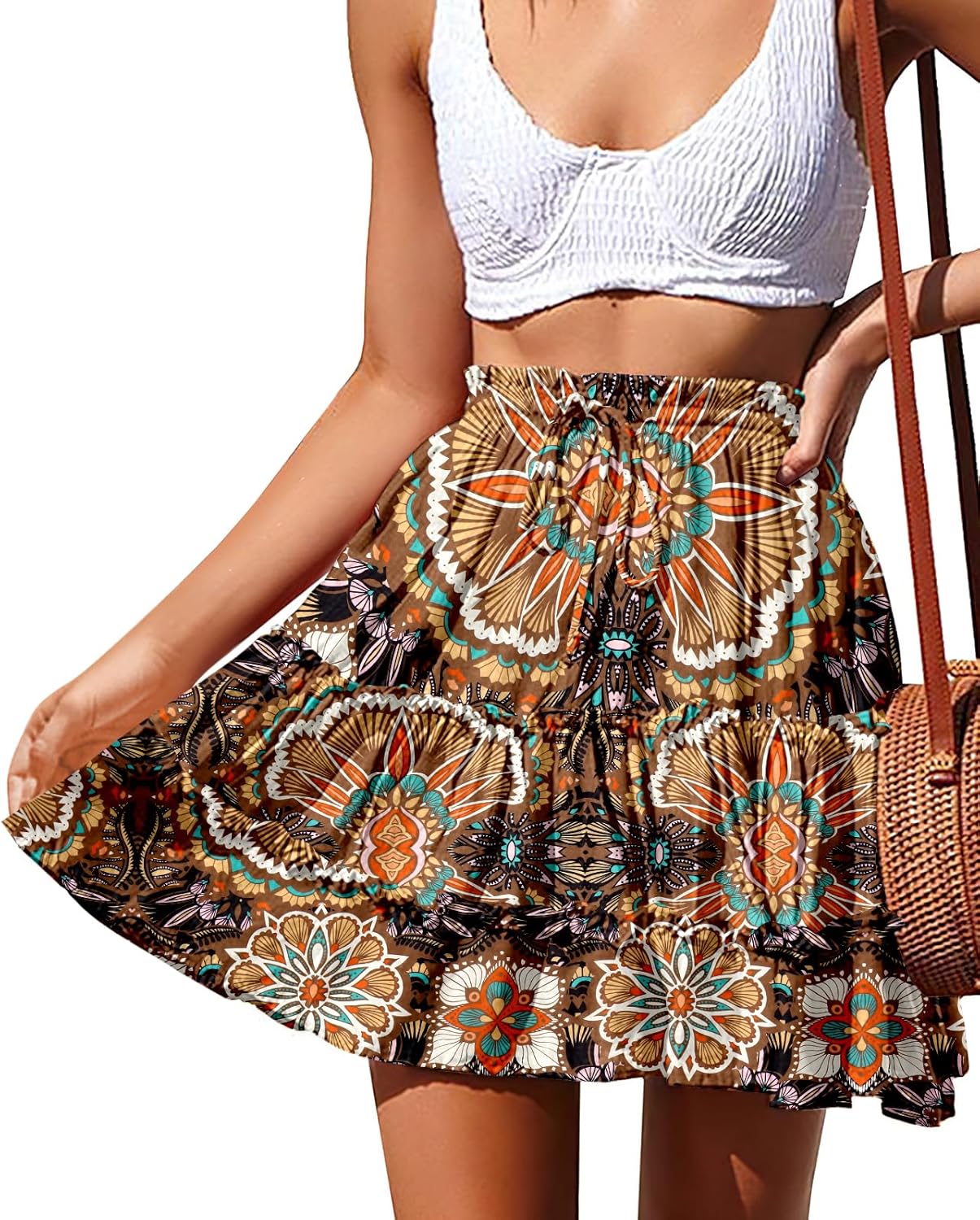 NASHALYLY Women's Summer Boho Floral Print Mini Skirt Review