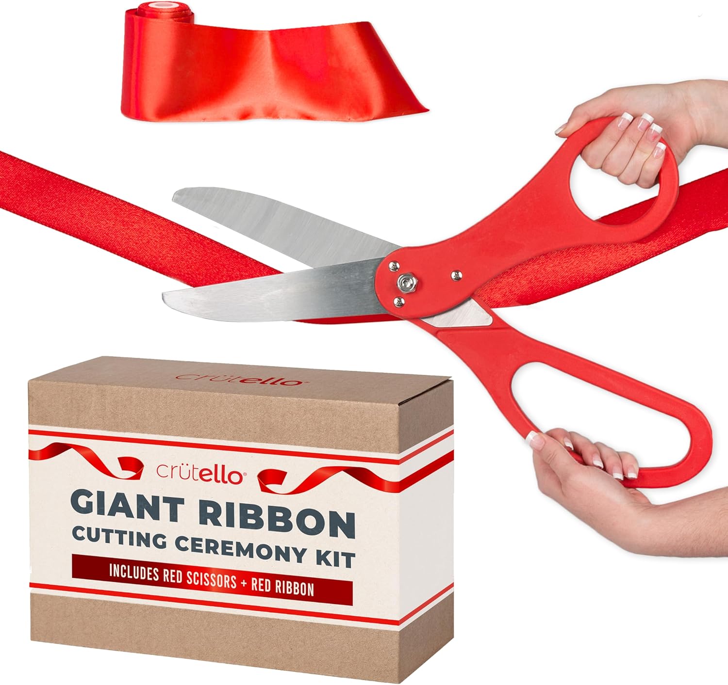 Crutello Giant Ribbon Cutting Ceremony Kit with 20in Scissors