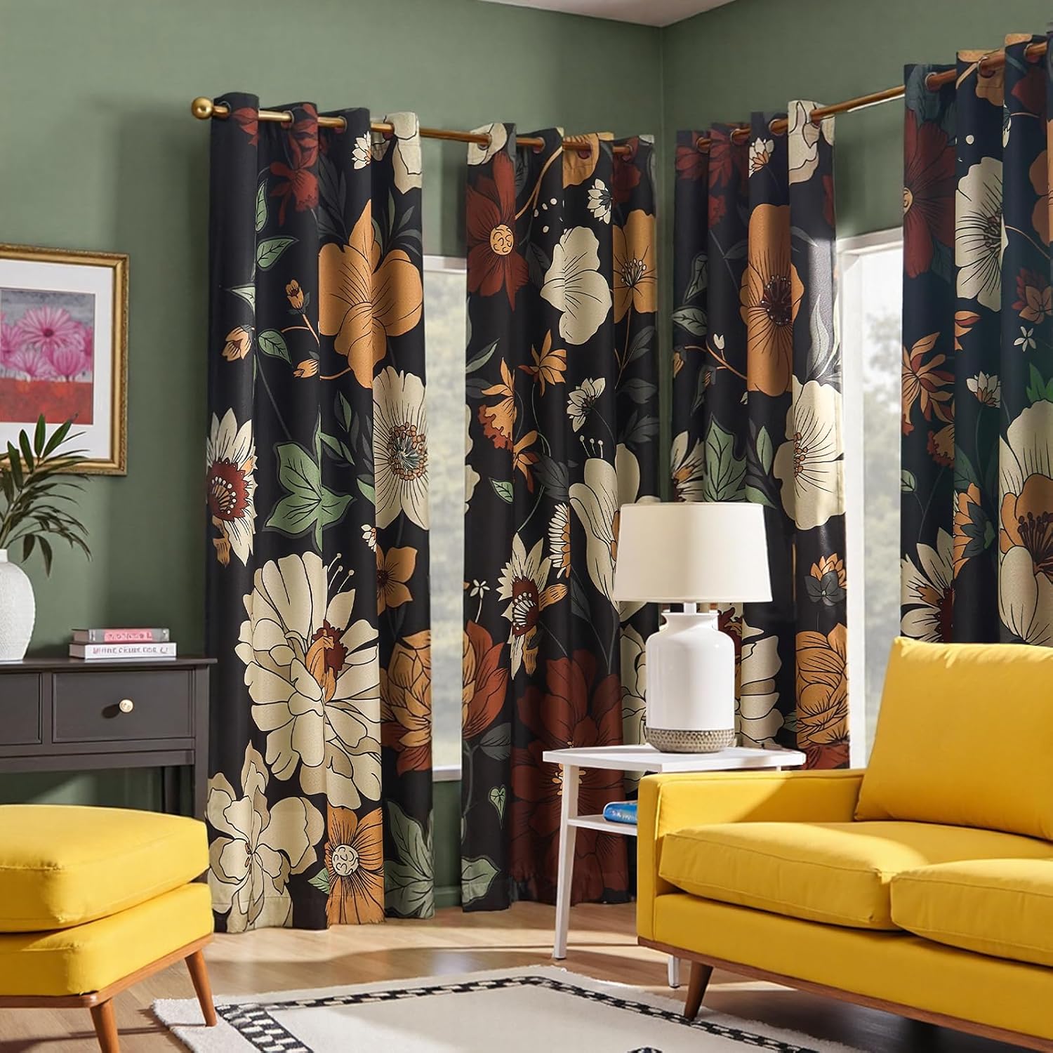Lora Floral Curtains for Bedroom Blackout Drapes 84 Inches