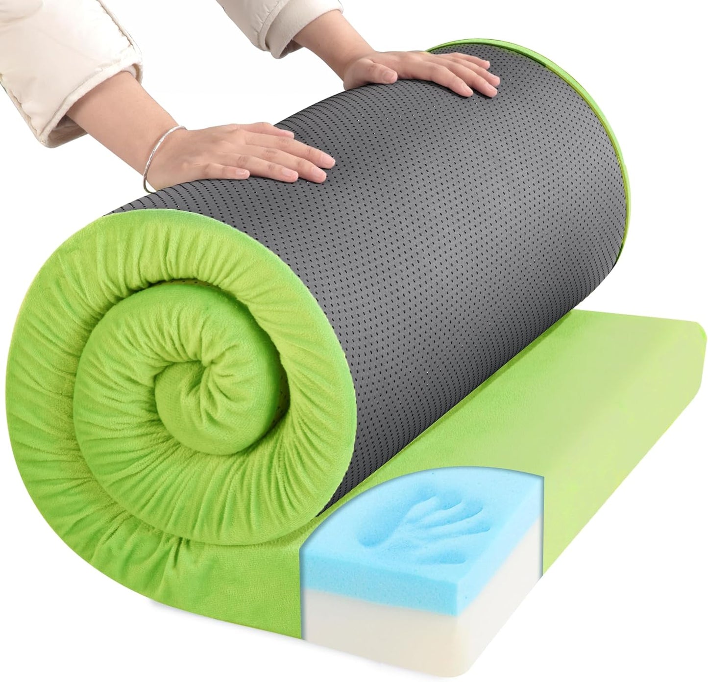 HOMBYS 3 Inch Thick Waterproof Memory Foam Camping Mattress