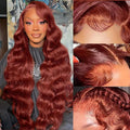 Reddish Brown Lace Front Wigs Human Hair Body Wave 26in
