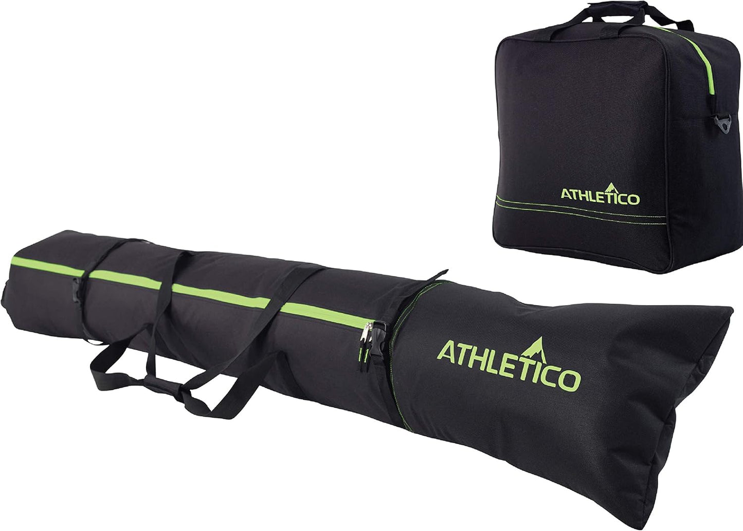 Athletico Ski & Boot Bag Combo | Fits Skis up to 200 cm & Size 13 Boots | 2 Padded Bags