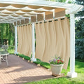 Extra Wide Outdoor Curtains 105 x 96 in Beige - Windproof Blackout