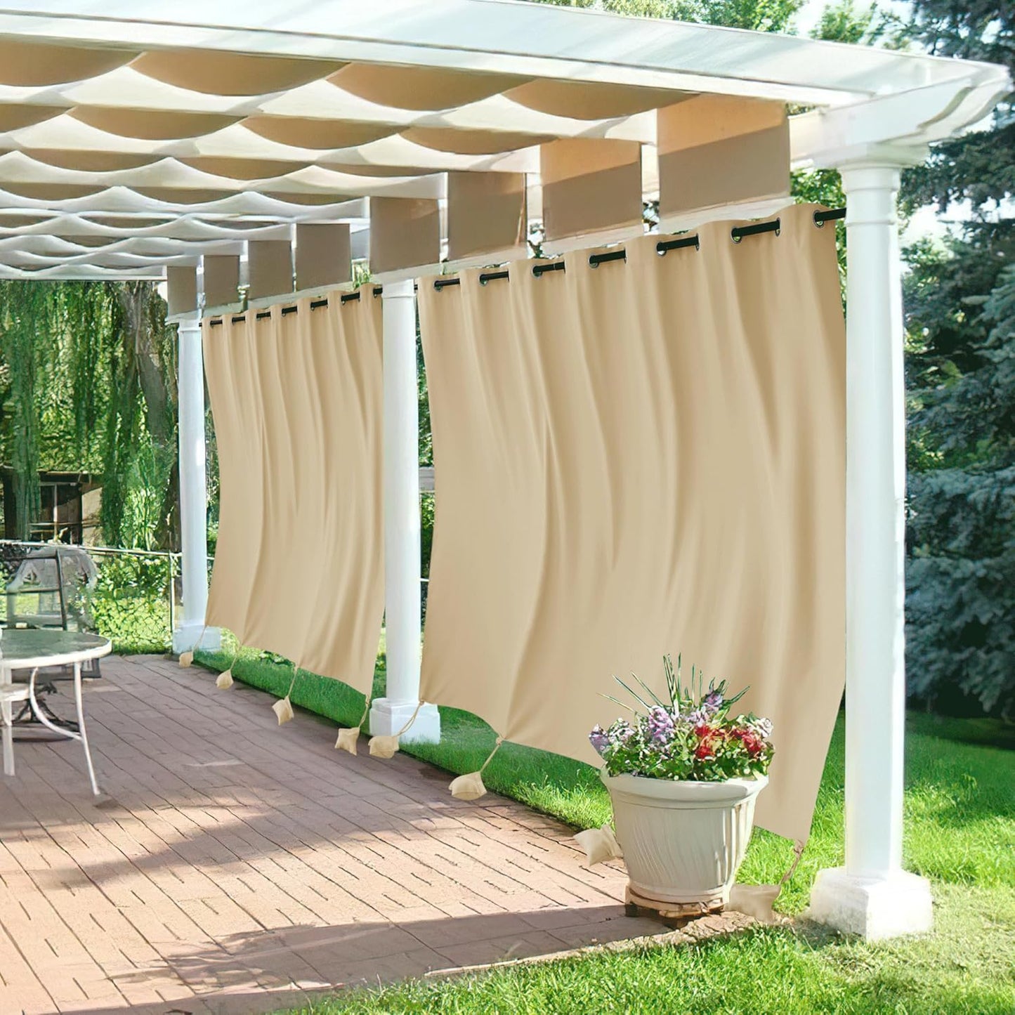 RYB HOME Extra Wide Outdoor Curtains for Privacy and Shade