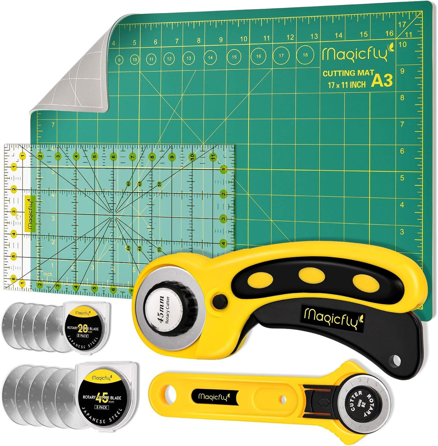 Magicfly Rotary Cutter Set with Blades and Cutting Mat for Crafts