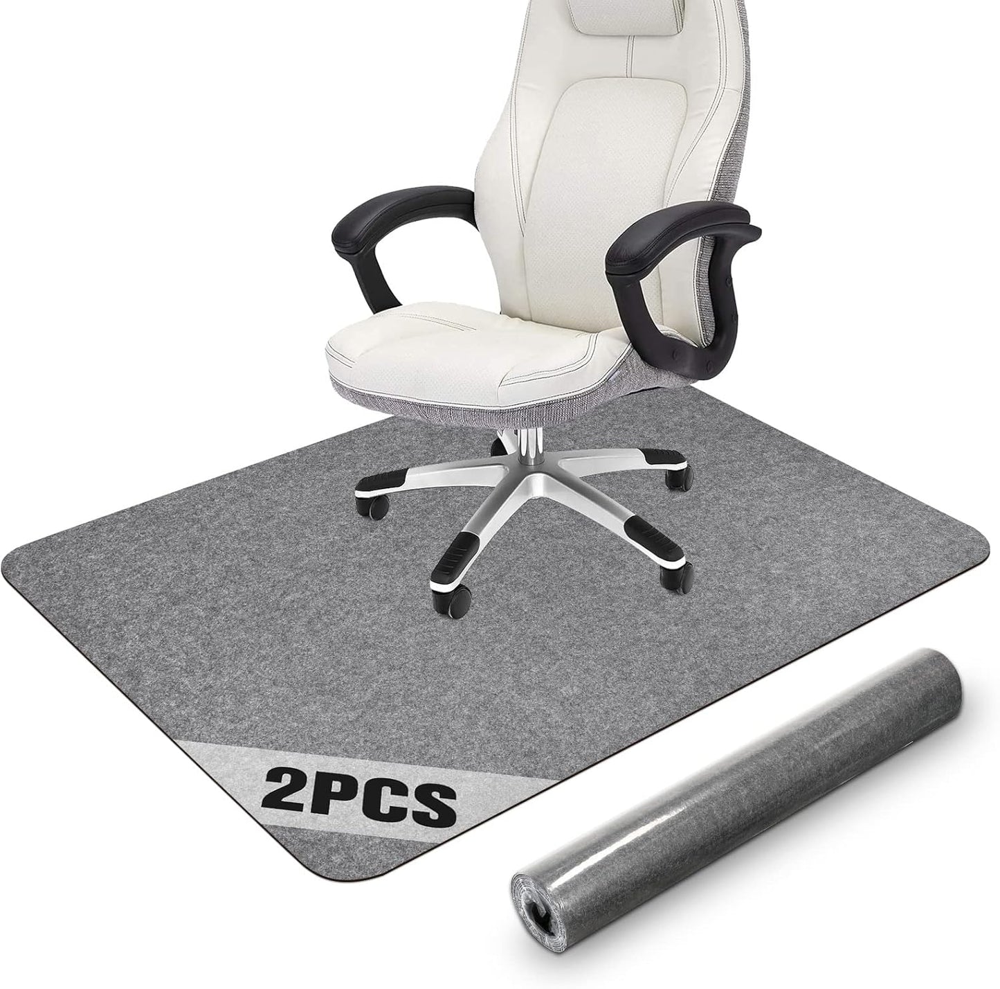 2 Pack Office Chair Mat for Hardwood Floor, Large Anti-Slip Protector