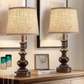 22 in Farmhouse Bedside Table Lamps Set of 2 - USB Charging Ports