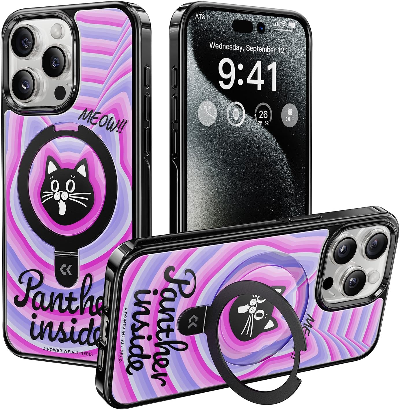 CASEKOO Kitten Phone 15 Pro Max Case with Magnetic Stand