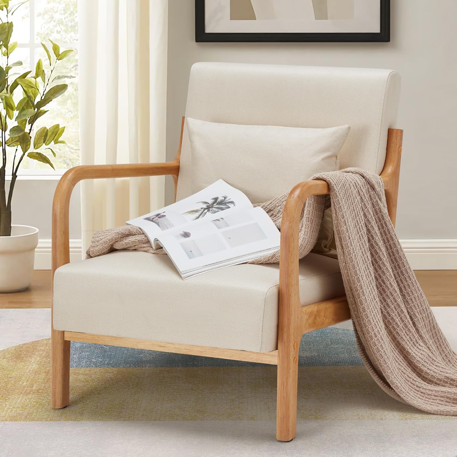 Esright Mid Century Accent Chair - Comfy Living Room Lounge
