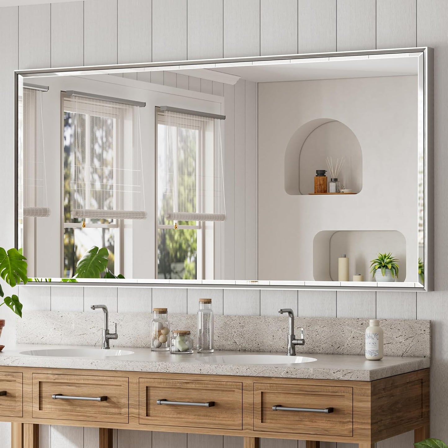 72in x 36in Large Beveled Silver Bathroom Vanity Mirror Review