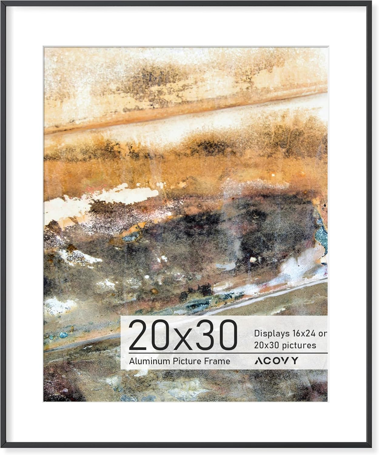 20x30 Poster Frame with Mat for 16x24, Premium Aluminum Design