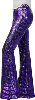 Nawgut Sequin Flare Pants Sparkly High Waisted Bell Bottoms striped