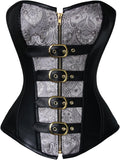 Spiral Steel Boned Steampunk Gothic Bustier Corset with Chains Corsets
