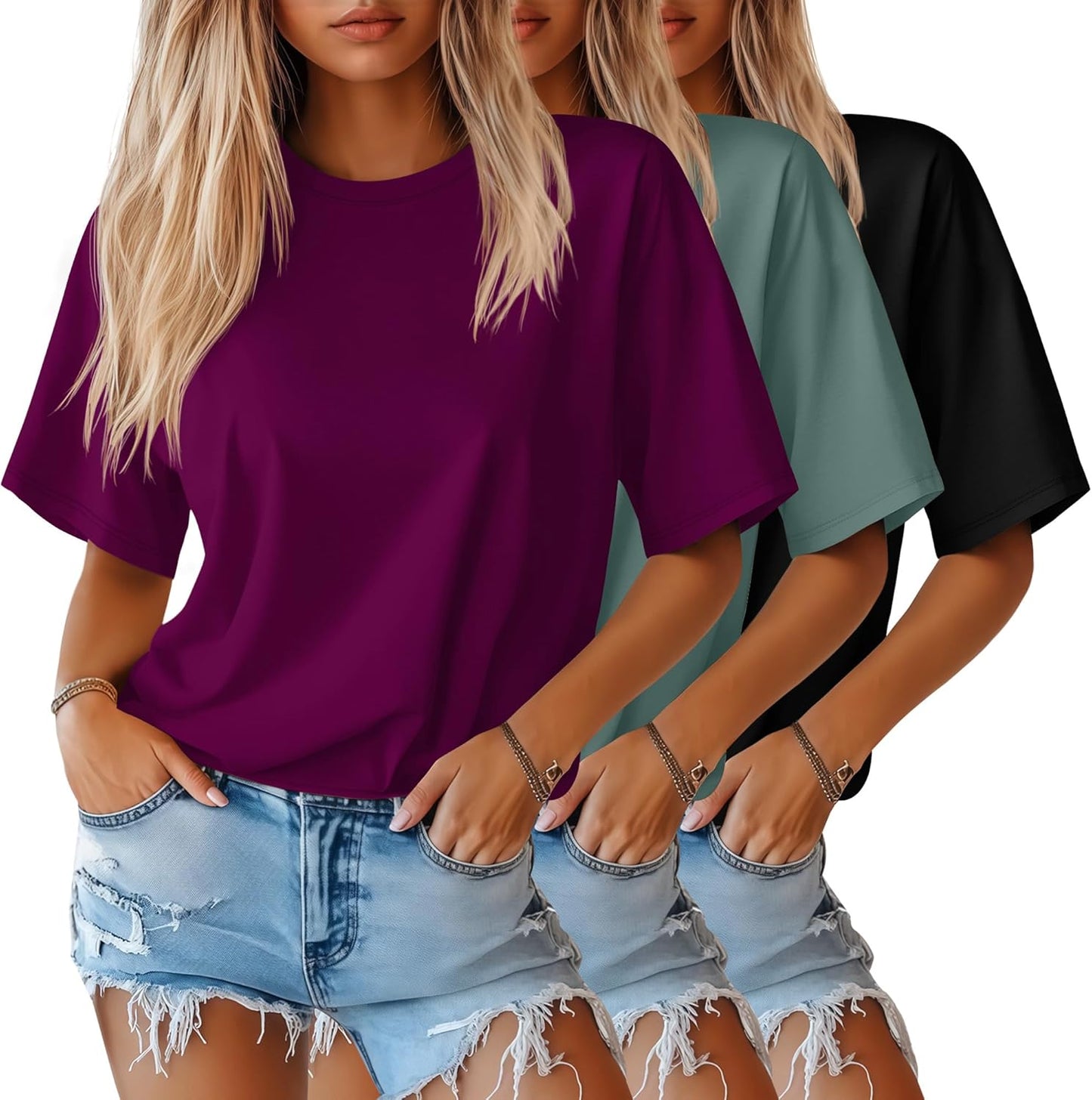 Huukeay Women's Half Sleeve T-Shirts for Casual Summer Wear