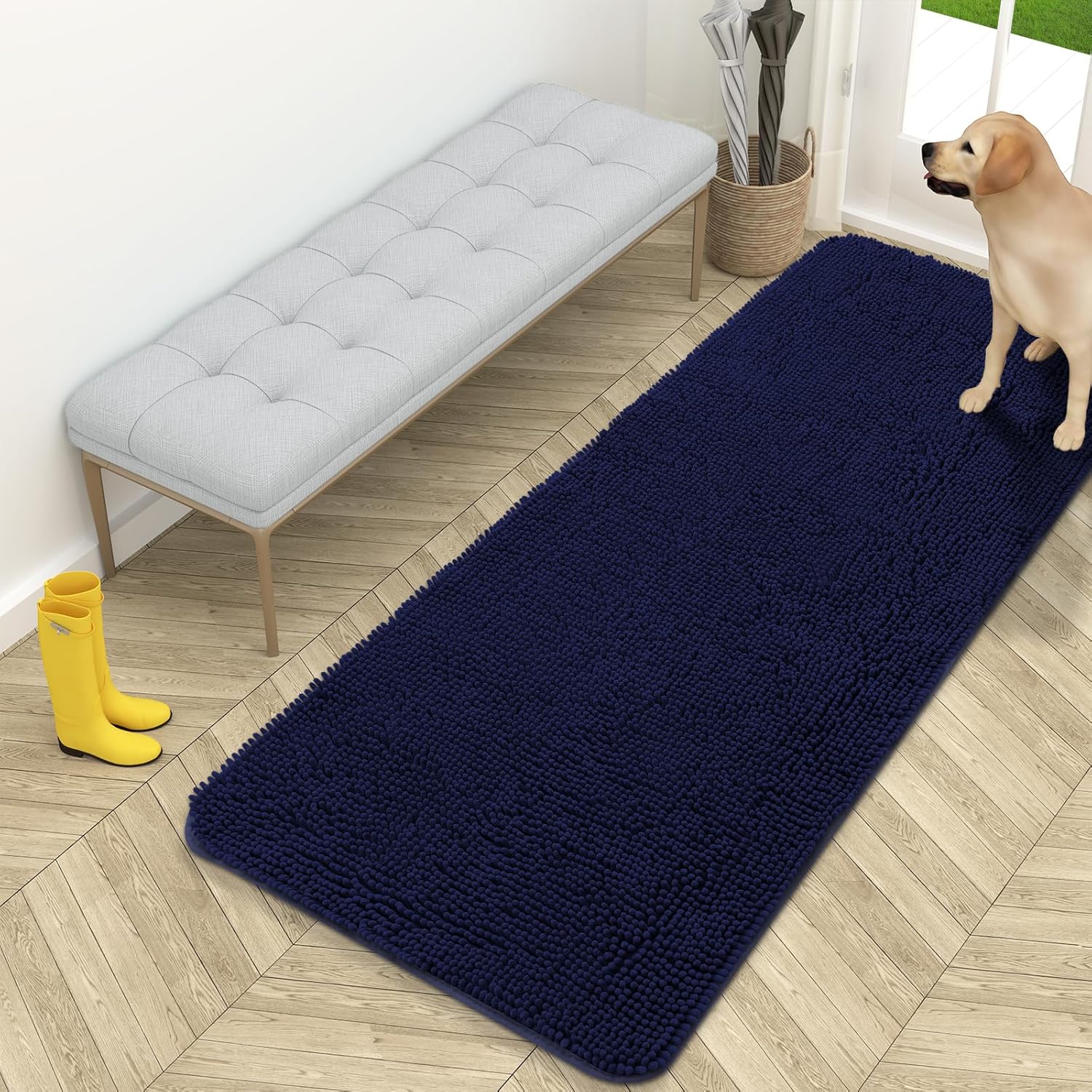 OLANLY Dog Door Mat for Muddy Paws Absorbs Moisture and Dirt