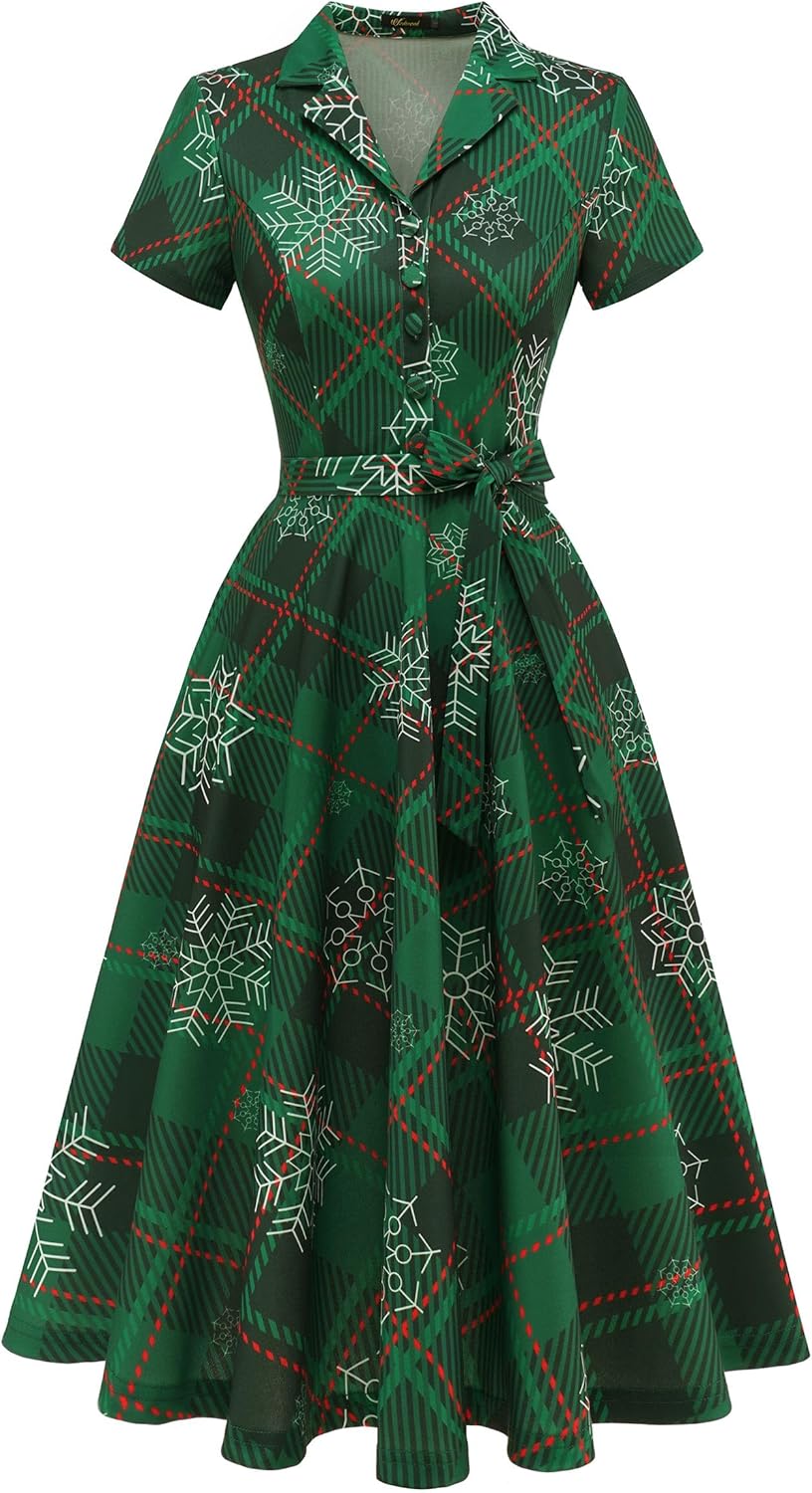 Vintage Tea Dress for Women - Short Sleeve Cocktail Party Style