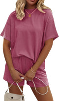 Ekouaer Womens Pajama Sets Short Sleeve Lounge Sets - Soft 2-Piece Pj