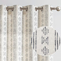 Boho Linen Blend Curtains for Living Room - Black Beige Striped Panels