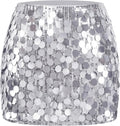 MANER Women's Sequin Mini Skirt Sparkle Stretchy Bodycon Night Out