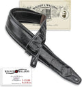 Black on Black Premium Top Grain Leather Guitar Strap - Extra Wide