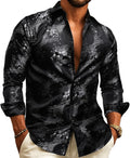 Barry.Wang Silk Western Dress Shirt for Men with Long Sleeves