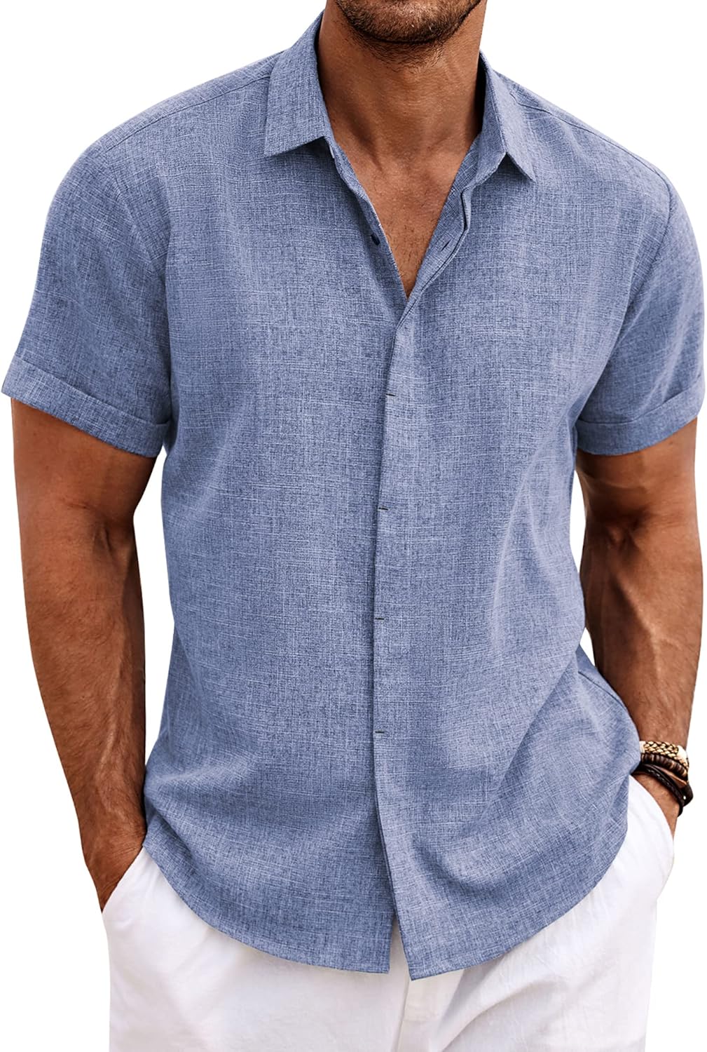 COOFANDY Men's Linen Shirts for Casual Summer Beach Weddings