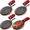 Lallisa 4 Sets Cast Iron Fajita Plate Set - Ready for Sizzling Service