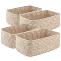 Small Storage Shelf Baskets 4 Pack - Cute Woven Rope Organizers