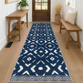 KILOCOCO Hallway Runner Rug 2.6ftx8ft - Soft Washable Blue Geometric