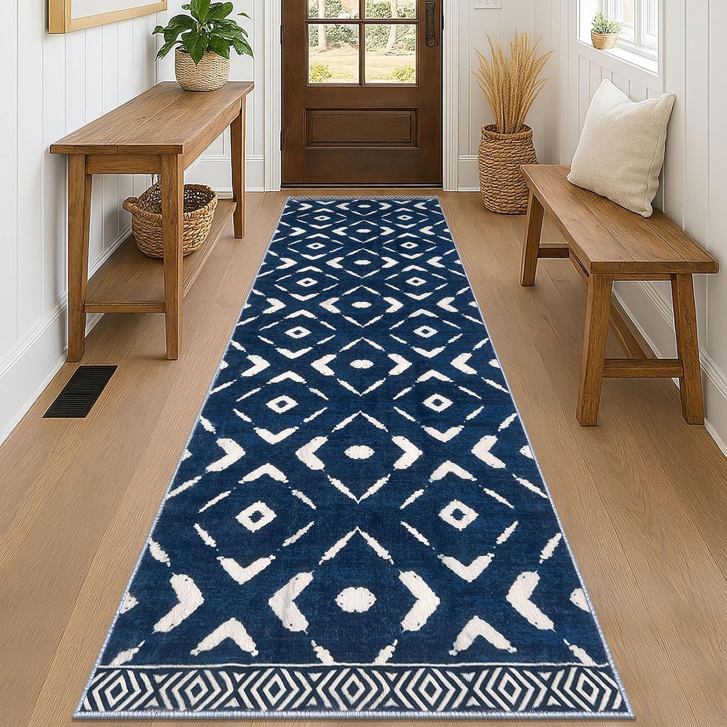 KILOCOCO Hallway Runner Rug 2.6ftx8ft Soft Non Slip Geometric