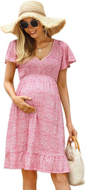 Coolmee Women's Maternity Ruffle Dress for Baby Shower Events