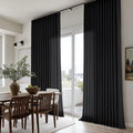 Black Pleated Linen Curtains 120 in Long - Semi Sheer Pinch Pleat