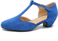 MAIERNISI JESSI T-Strap Low Chunky Heel Mary Jane Pumps (Style M7S7)